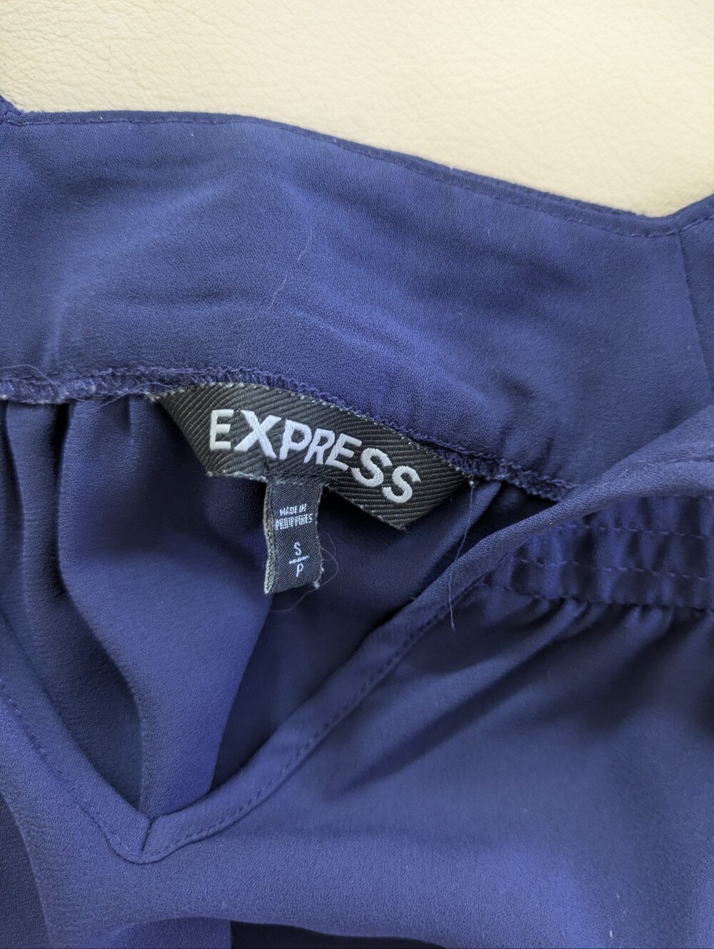 Express Navy Drawstring Peasant Top - Picture 3 of 4